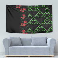 Hawaiian Green Kakau Art Tattoo-Ohia Lehua and Taro Leaves Tapestry LT03 - Polynesian Pride