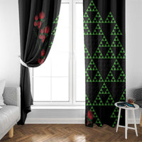 Hawaiian Green Kakau Art Tattoo-Ohia Lehua and Taro Leaves Window Curtain LT03 - Polynesian Pride