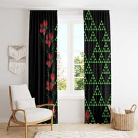Hawaiian Green Kakau Art Tattoo-Ohia Lehua and Taro Leaves Window Curtain LT03 - Polynesian Pride