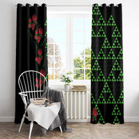 Hawaiian Green Kakau Art Tattoo-Ohia Lehua and Taro Leaves Window Curtain LT03 - Polynesian Pride