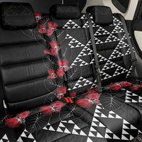 Hawaiian White Kakau Art Tattoo-Ohia Lehua and Taro Leaves Back Car Seat Cover LT03 - Polynesian Pride