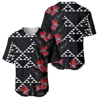Hawaiian White Kakau Art Tattoo-Ohia Lehua and Taro Leaves Baseball Jersey LT03 - Polynesian Pride