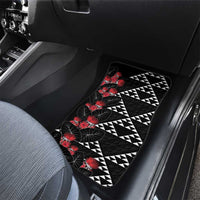Hawaiian White Kakau Art Tattoo-Ohia Lehua and Taro Leaves Car Mats LT03 - Polynesian Pride