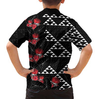 Hawaiian White Kakau Art Tattoo-Ohia Lehua and Taro Leaves Family Matching Off Shoulder Maxi Dress and Hawaiian Shirt LT03 - Polynesian Pride