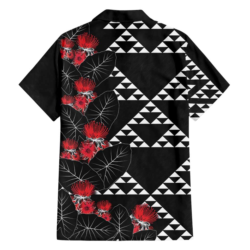 Hawaiian White Kakau Art Tattoo-Ohia Lehua and Taro Leaves Family Matching Off Shoulder Maxi Dress and Hawaiian Shirt LT03 - Polynesian Pride