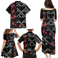 Hawaiian White Kakau Art Tattoo-Ohia Lehua and Taro Leaves Family Matching Puletasi and Hawaiian Shirt LT03 - Polynesian Pride