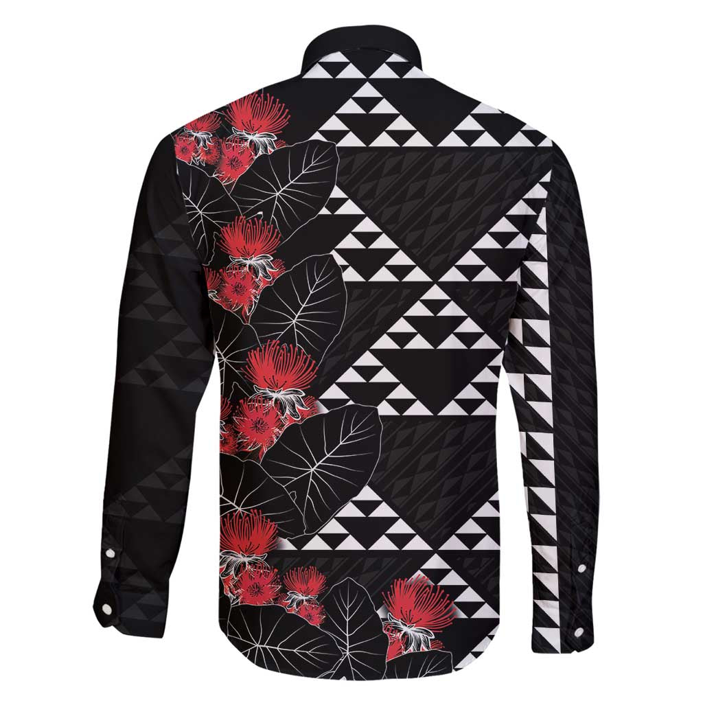 Hawaiian White Kakau Art Tattoo-Ohia Lehua and Taro Leaves Family Matching Puletasi and Hawaiian Shirt LT03 - Polynesian Pride