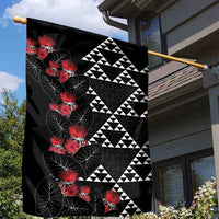 Hawaiian White Kakau Art Tattoo-Ohia Lehua and Taro Leaves Garden Flag LT03 - Polynesian Pride
