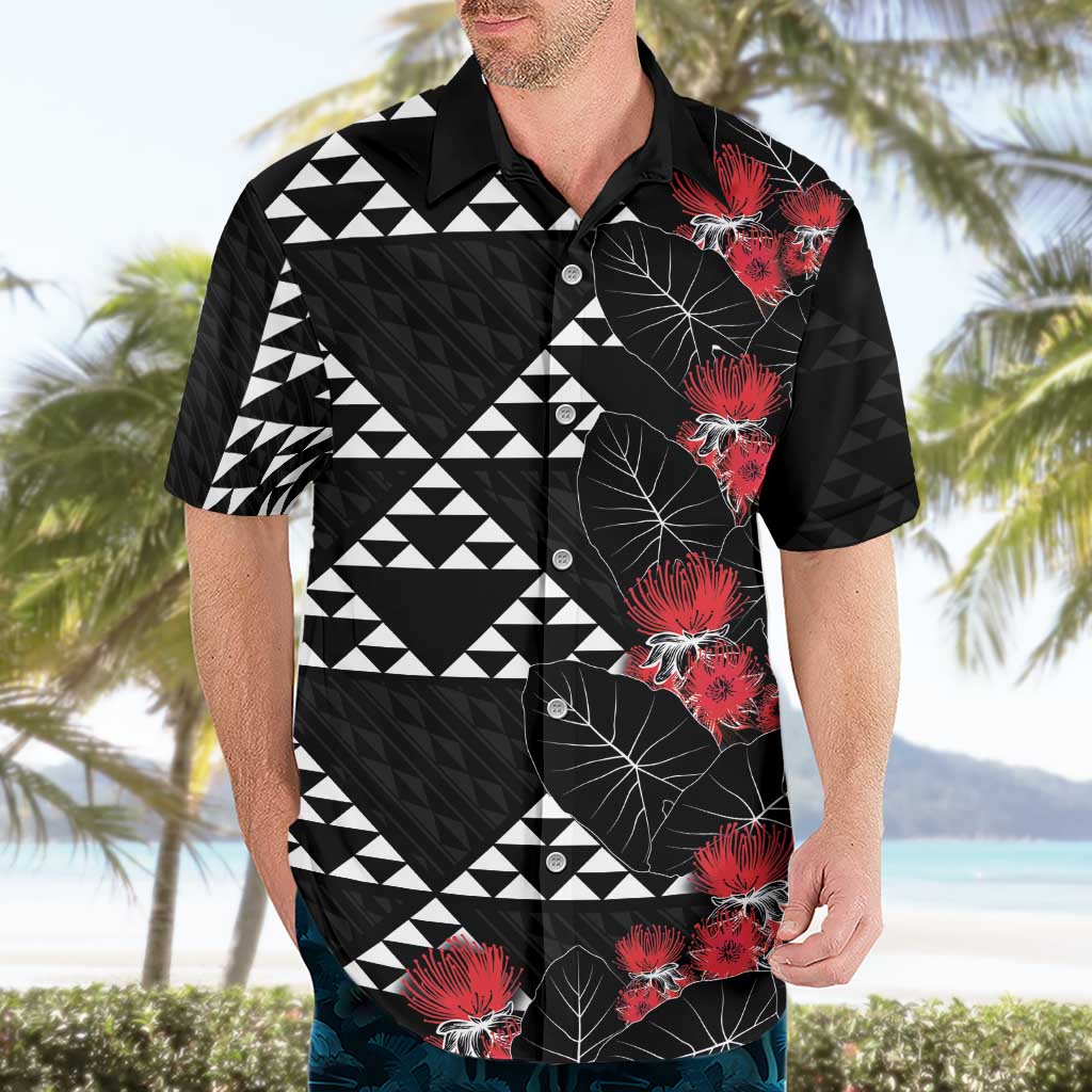 Hawaiian White Kakau Art Tattoo-Ohia Lehua and Taro Leaves Hawaiian Shirt LT03 - Polynesian Pride
