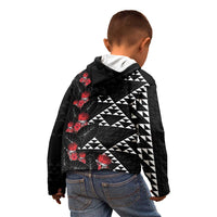 Hawaiian White Kakau Art Tattoo-Ohia Lehua and Taro Leaves Kid Hoodie LT03 - Polynesian Pride