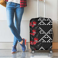 Hawaiian White Kakau Art Tattoo-Ohia Lehua and Taro Leaves Luggage Cover LT03 - Polynesian Pride