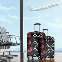Hawaiian White Kakau Art Tattoo-Ohia Lehua and Taro Leaves Luggage Cover LT03 - Polynesian Pride