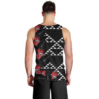 Hawaiian White Kakau Art Tattoo-Ohia Lehua and Taro Leaves Men Tank Top LT03 - Polynesian Pride