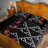Hawaiian White Kakau Art Tattoo-Ohia Lehua and Taro Leaves Quilt Bed Set LT03 - Polynesian Pride