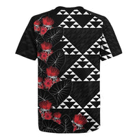 Hawaiian White Kakau Art Tattoo-Ohia Lehua and Taro Leaves Rugby Jersey LT03 - Polynesian Pride