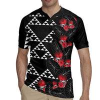 Hawaiian White Kakau Art Tattoo-Ohia Lehua and Taro Leaves Rugby Jersey LT03 - Polynesian Pride