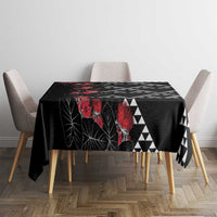 Hawaiian White Kakau Art Tattoo-Ohia Lehua and Taro Leaves Tablecloth