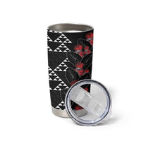 Hawaiian White Kakau Art Tattoo-Ohia Lehua and Taro Leaves Tumbler Cup LT03 - Polynesian Pride