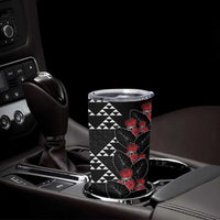 Hawaiian White Kakau Art Tattoo-Ohia Lehua and Taro Leaves Tumbler Cup LT03 - Polynesian Pride