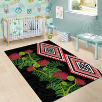 Aotearoa Tukutuku Motif Area Rug Pohutukawa and Fern Leaves LT03 - Polynesian Pride