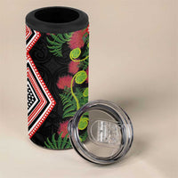 Aotearoa Tukutuku Motif 4 in 1 Can Cooler Tumbler Pohutukawa and Fern Leaves LT03 - Polynesian Pride