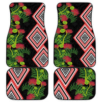 Aotearoa Tukutuku Motif Car Mats Pohutukawa and Fern Leaves LT03 - Polynesian Pride