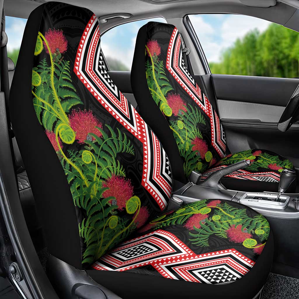 Aotearoa Tukutuku Motif Car Seat Cover Pohutukawa and Fern Leaves LT03 - Polynesian Pride