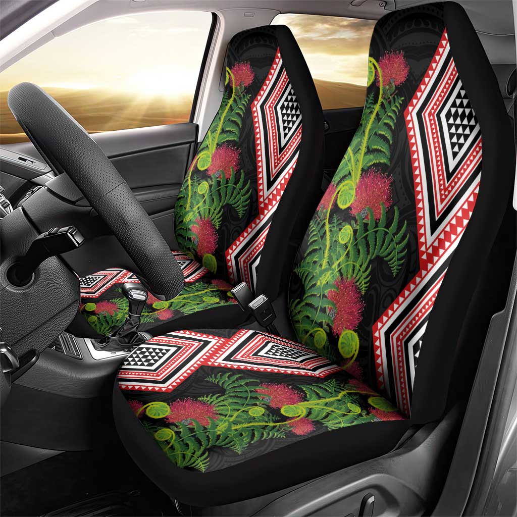 Aotearoa Tukutuku Motif Car Seat Cover Pohutukawa and Fern Leaves LT03 - Polynesian Pride