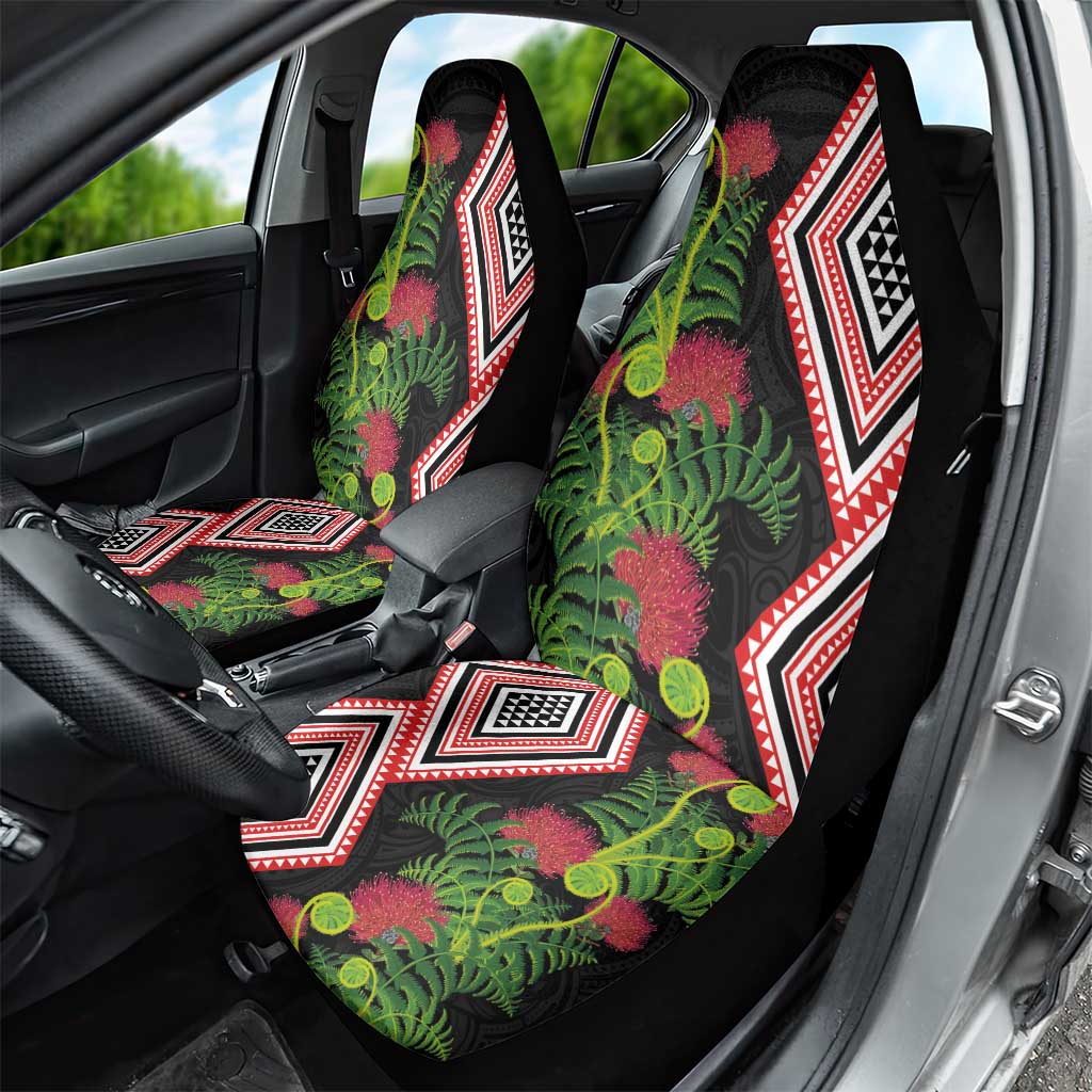 Aotearoa Tukutuku Motif Car Seat Cover Pohutukawa and Fern Leaves LT03 - Polynesian Pride