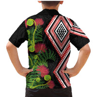 Aotearoa Tukutuku Motif Family Matching Mermaid Dress and Hawaiian Shirt Pohutukawa and Fern Leaves LT03 - Polynesian Pride