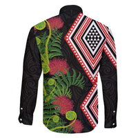 Aotearoa Tukutuku Motif Family Matching Mermaid Dress and Hawaiian Shirt Pohutukawa and Fern Leaves LT03 - Polynesian Pride