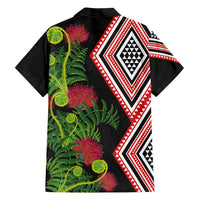 Aotearoa Tukutuku Motif Family Matching Puletasi and Hawaiian Shirt Pohutukawa and Fern Leaves LT03 - Polynesian Pride