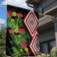 Aotearoa Tukutuku Motif Garden Flag Pohutukawa and Fern Leaves LT03 - Polynesian Pride