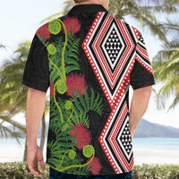 Aotearoa Tukutuku Motif Hawaiian Shirt Pohutukawa and Fern Leaves LT03 - Polynesian Pride