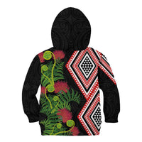 Aotearoa Tukutuku Motif Kid Hoodie Pohutukawa and Fern Leaves LT03 - Polynesian Pride