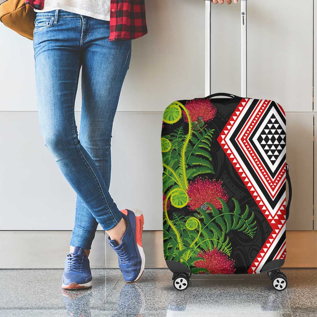 Aotearoa Tukutuku Motif Luggage Cover Pohutukawa and Fern Leaves LT03 - Polynesian Pride