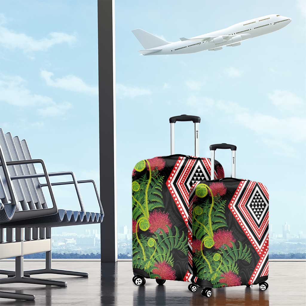Aotearoa Tukutuku Motif Luggage Cover Pohutukawa and Fern Leaves LT03 - Polynesian Pride