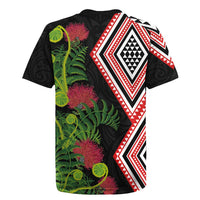 Aotearoa Tukutuku Motif Rugby Jersey Pohutukawa and Fern Leaves LT03 - Polynesian Pride