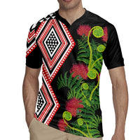 Aotearoa Tukutuku Motif Rugby Jersey Pohutukawa and Fern Leaves LT03 - Polynesian Pride