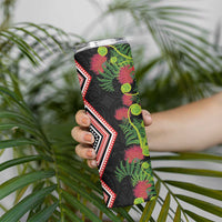 Aotearoa Tukutuku Motif Skinny Tumbler Pohutukawa and Fern Leaves LT03 - Polynesian Pride