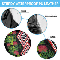 Aotearoa Tukutuku Motif Spare Tire Cover Pohutukawa and Fern Leaves LT03 - Polynesian Pride
