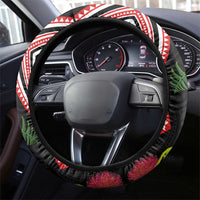 Aotearoa Tukutuku Motif Steering Wheel Cover Pohutukawa and Fern Leaves LT03 - Polynesian Pride