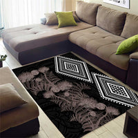 Aotearoa Tukutuku Motif Area Rug Pohutukawa and Fern Leaves Grayscale Color LT03 - Polynesian Pride