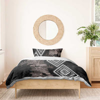 Aotearoa Tukutuku Motif Bedding Set Pohutukawa and Fern Leaves Grayscale Color LT03 - Polynesian Pride