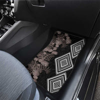 Aotearoa Tukutuku Motif Car Mats Pohutukawa and Fern Leaves Grayscale Color LT03 - Polynesian Pride