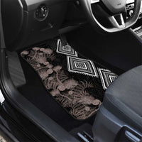 Aotearoa Tukutuku Motif Car Mats Pohutukawa and Fern Leaves Grayscale Color LT03 - Polynesian Pride
