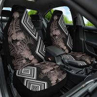 Aotearoa Tukutuku Motif Car Seat Cover Pohutukawa and Fern Leaves Grayscale Color LT03 One Size Black - Polynesian Pride