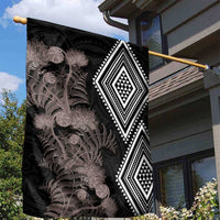 Aotearoa Tukutuku Motif Garden Flag Pohutukawa and Fern Leaves Grayscale Color LT03 - Polynesian Pride