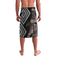 Aotearoa Tukutuku Motif Lavalava Pohutukawa and Fern Leaves Grayscale Color LT03 - Polynesian Pride