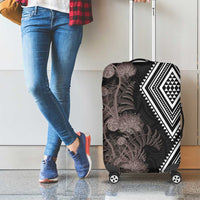 Aotearoa Tukutuku Motif Luggage Cover Pohutukawa and Fern Leaves Grayscale Color LT03 - Polynesian Pride